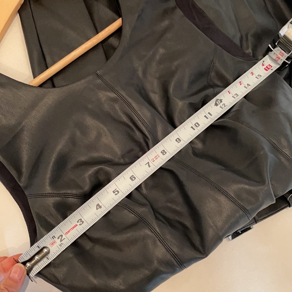 NWT (2) BAR 111 black pleather mini knee big belt tulip hem bodycon fit - Picture 4 of 10